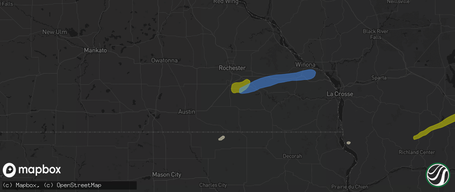Hail map in Racine, MN on July 1, 2026