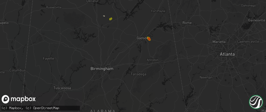 Hail map in Ragland, AL on July 1, 2026