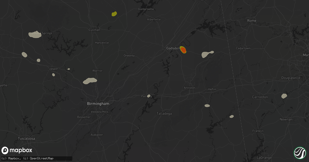 Hail map in Ragland, AL on July 1, 2026