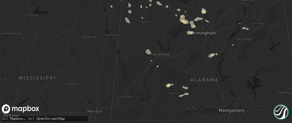 Hail map in Ralph, AL on July 1, 2026
