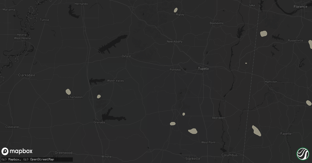 Hail map in Randolph, MS on July 1, 2026