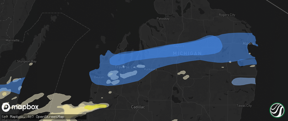 Hail map in Rapid City, MI on July 1, 2026