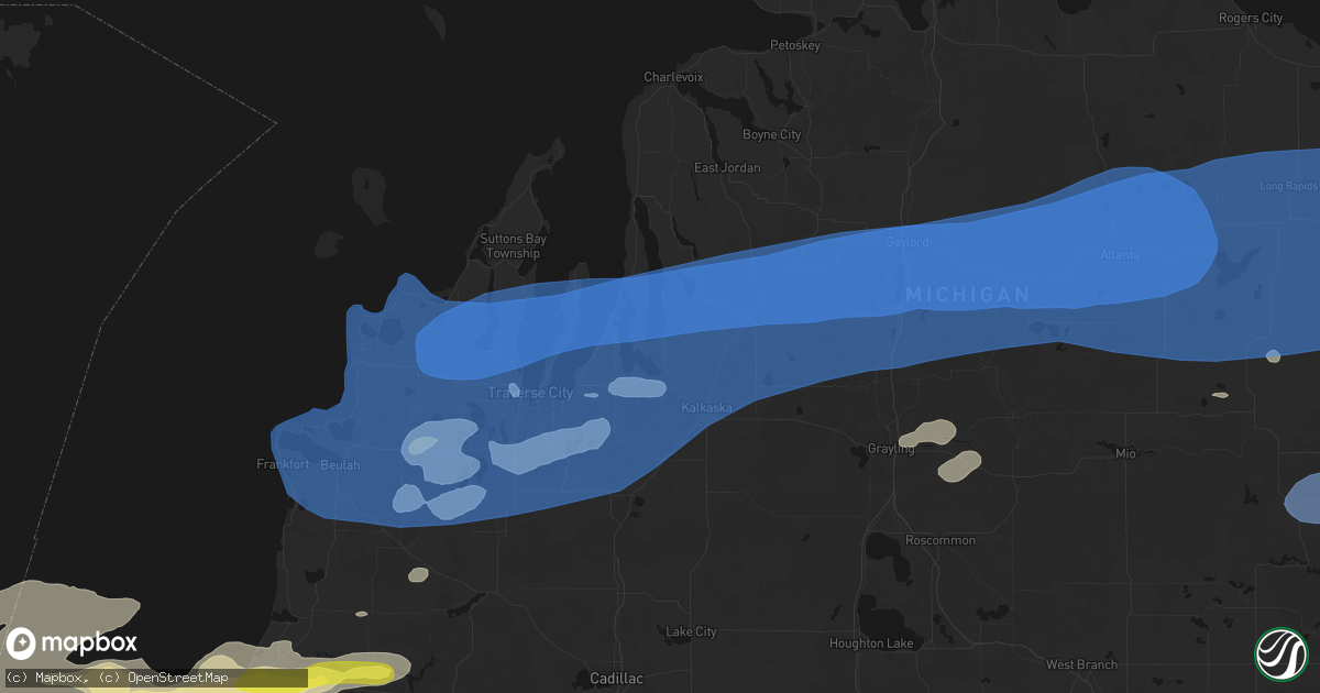 Hail map in Rapid City, MI on July 1, 2026
