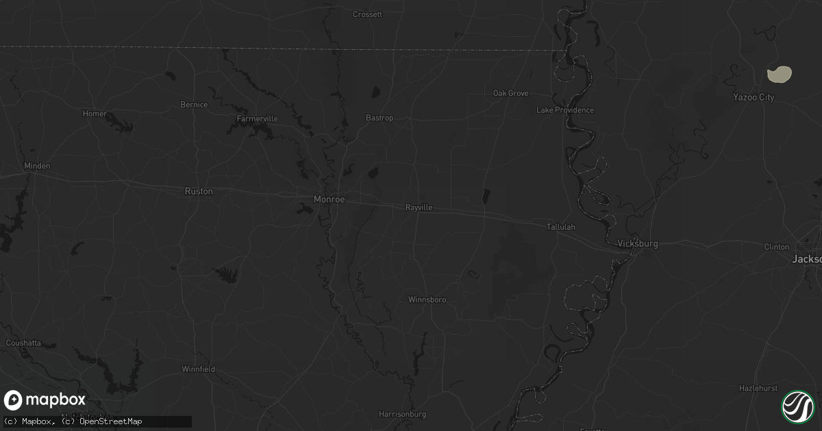 Hail map in Rayville, LA on July 1, 2026
