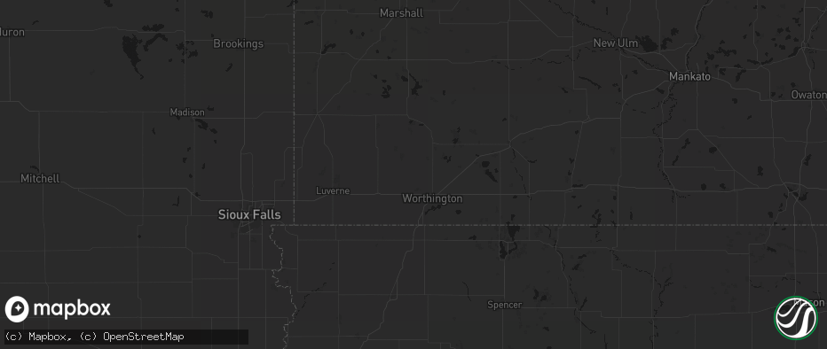 Hail map in Reading, MN on July 1, 2026