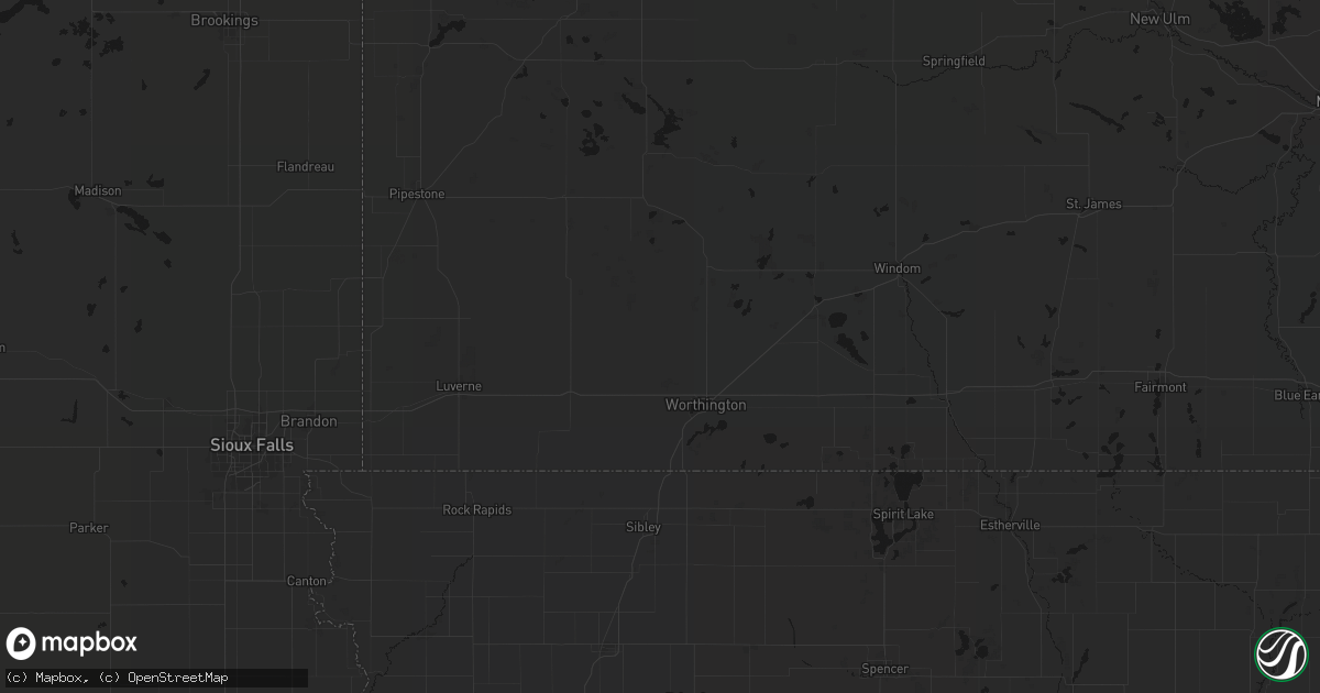 Hail map in Reading, MN on July 1, 2026