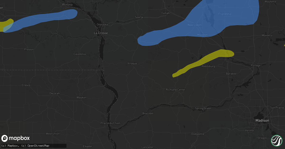 Hail map in Readstown, WI on July 1, 2026