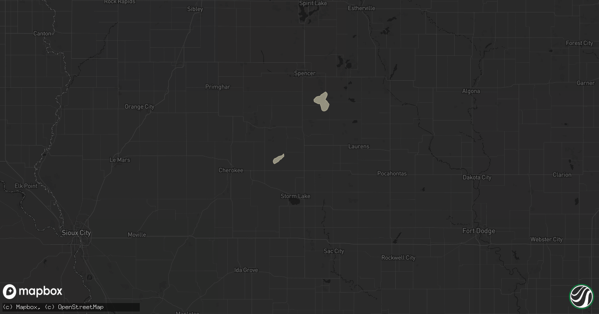 Hail map in Rembrandt, IA on July 1, 2026