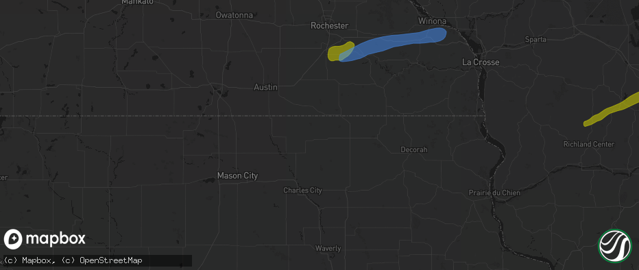 Hail map in Riceville, IA on July 1, 2026