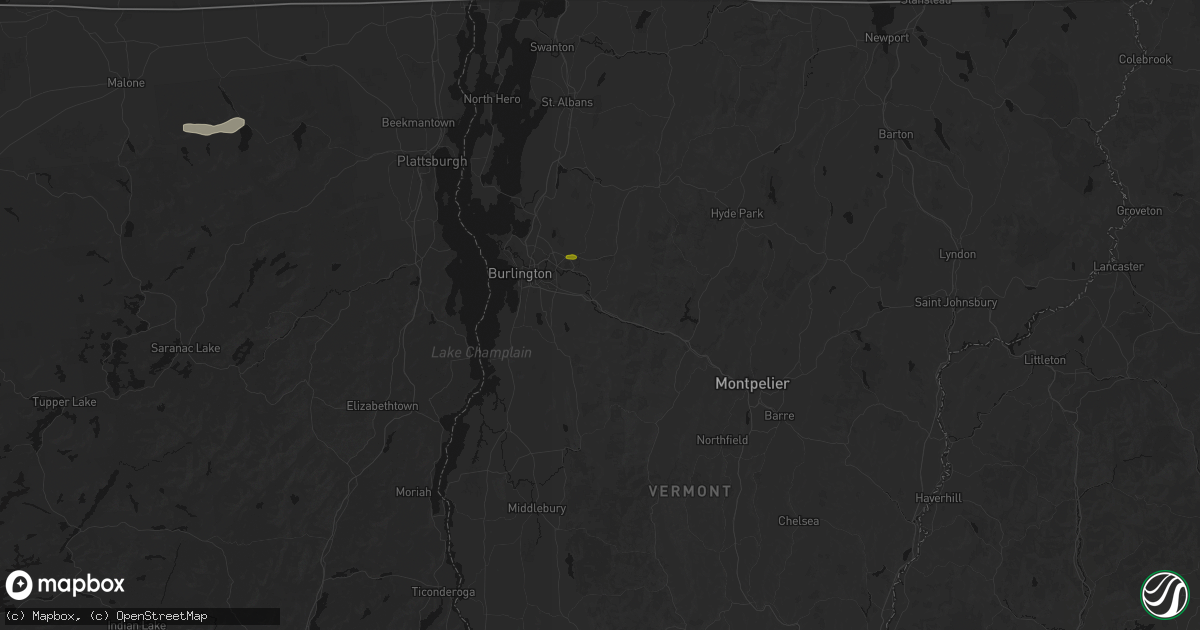 Hail map in Richmond, VT on July 1, 2026