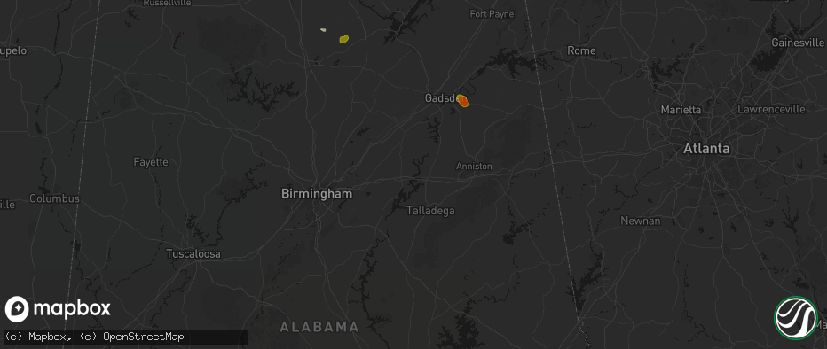 Hail map in Riverside, AL on July 1, 2026