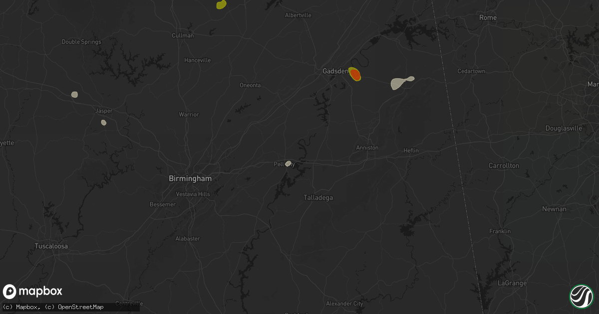 Hail map in Riverside, AL on July 1, 2026