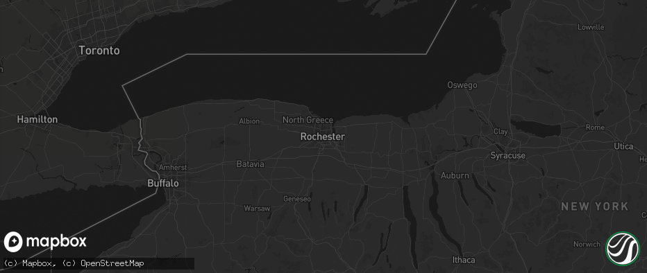 Hail map in Rochester, NY on July 1, 2026