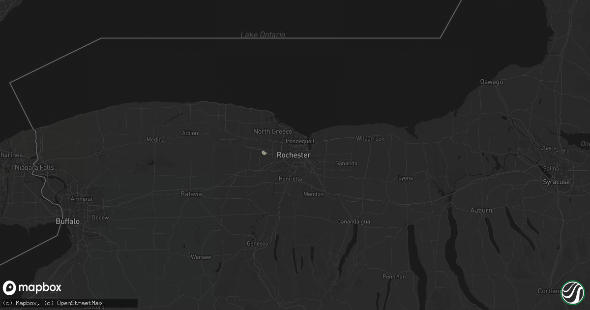 Hail map in Rochester, NY on July 1, 2026