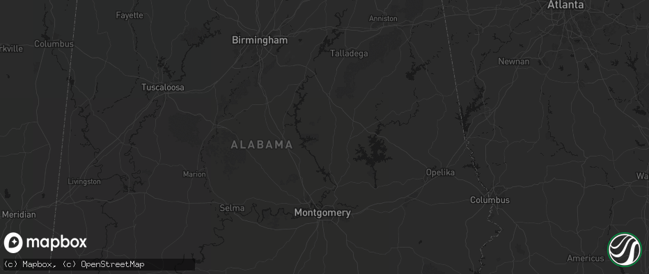 Hail map in Rockford, AL on July 1, 2026