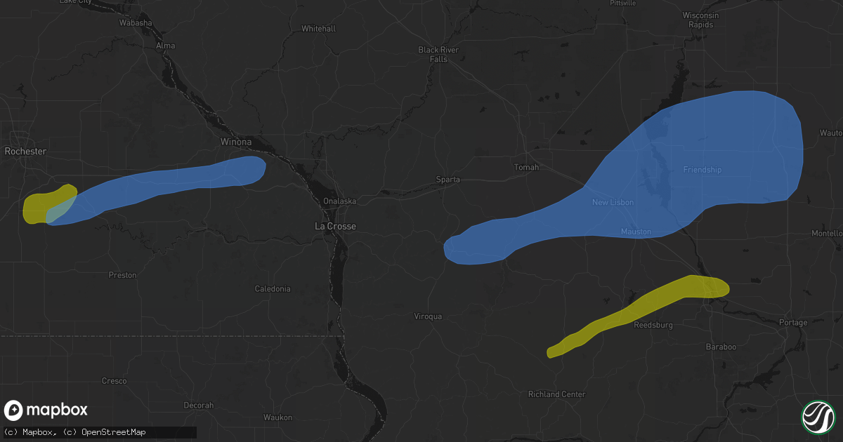 Hail map in Rockland, WI on July 1, 2026