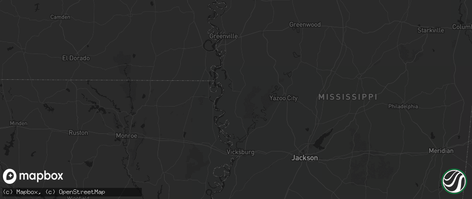 Hail map in Rolling Fork, MS on July 1, 2026