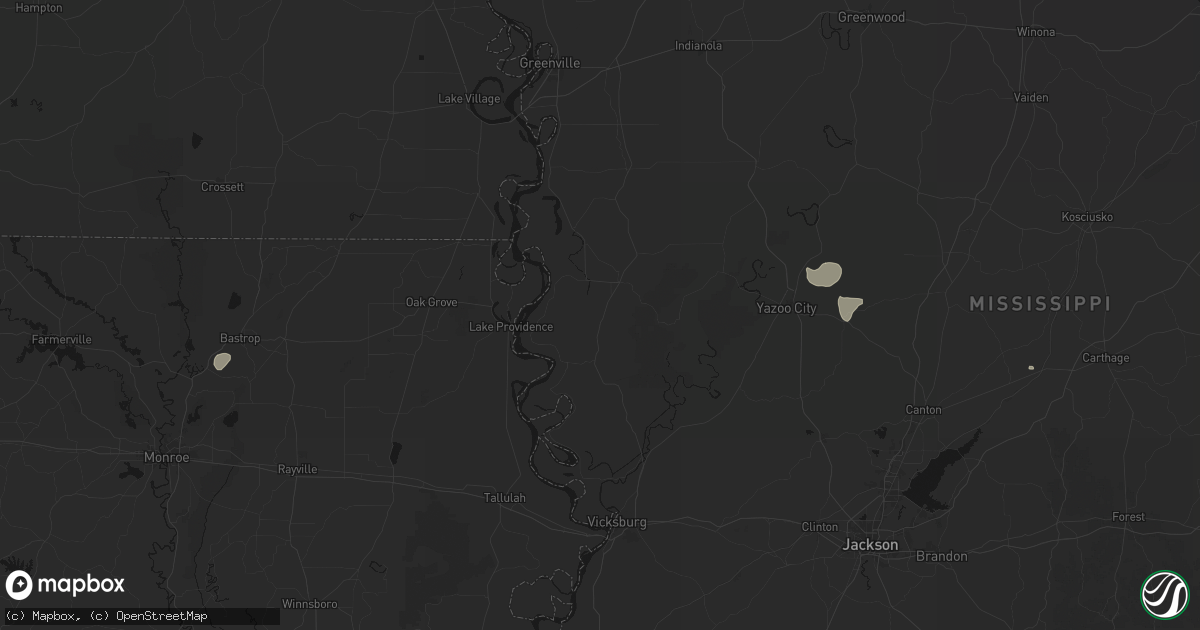 Hail map in Rolling Fork, MS on July 1, 2026