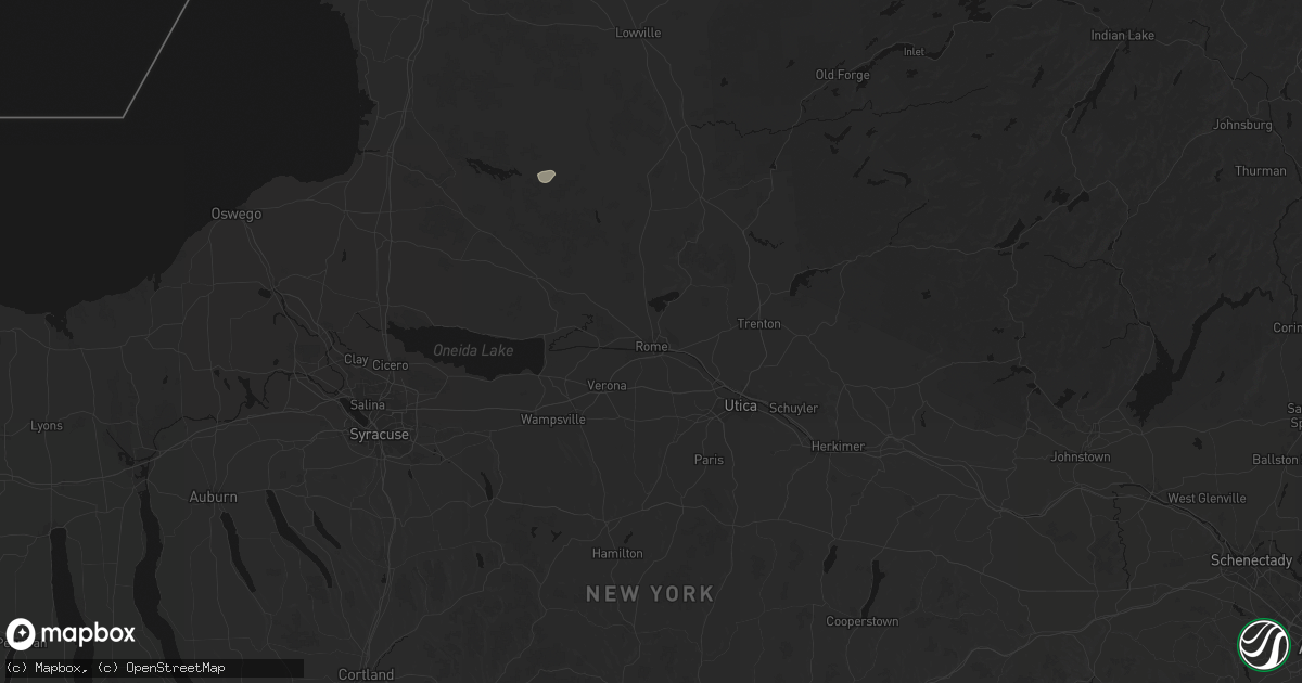 Hail map in Rome, NY on July 1, 2026