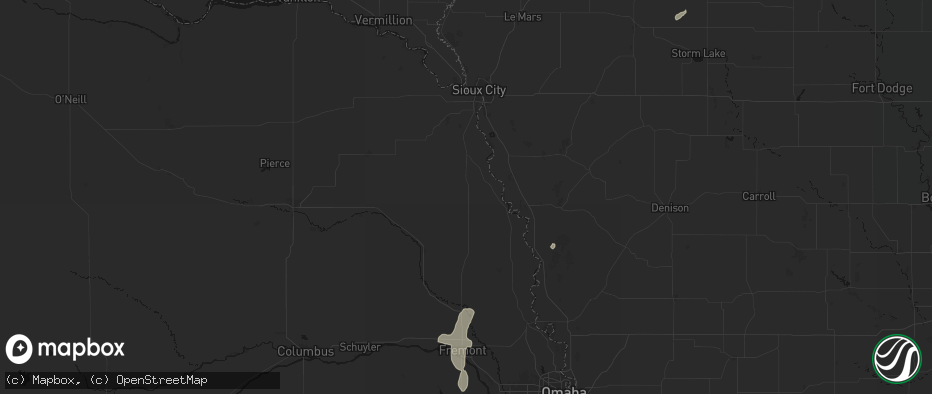 Hail map in Rosalie, NE on July 1, 2026