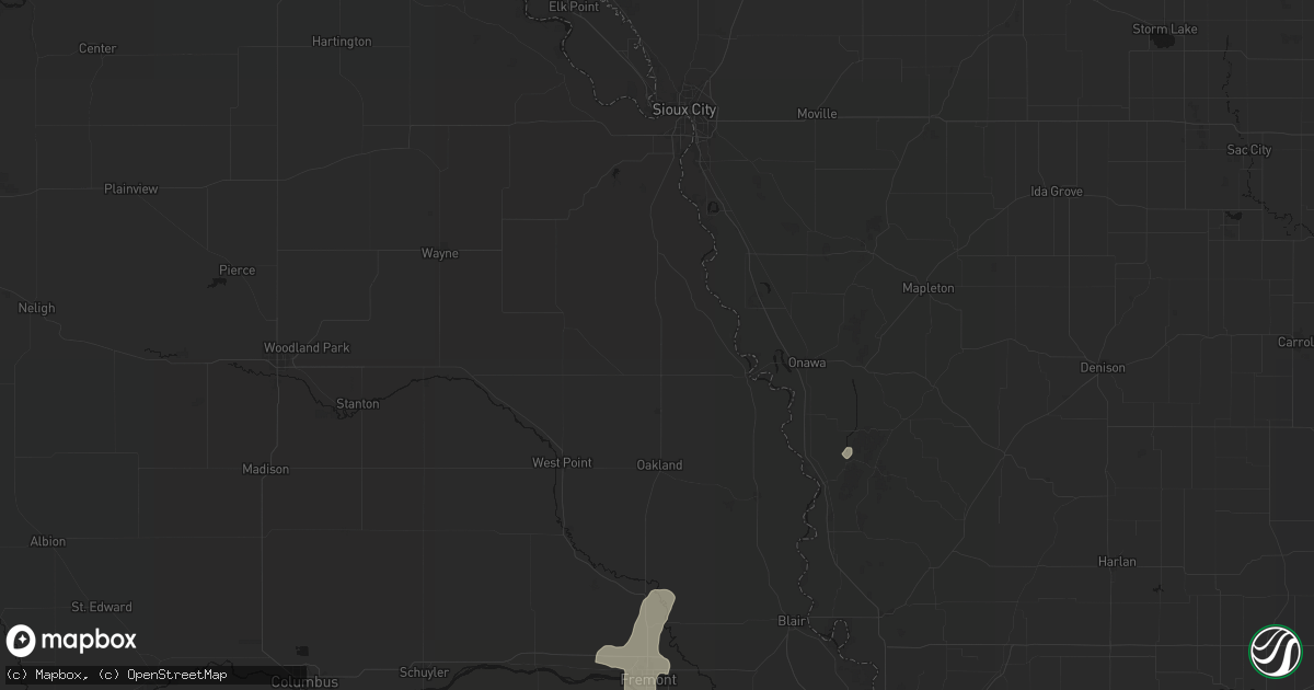 Hail map in Rosalie, NE on July 1, 2026