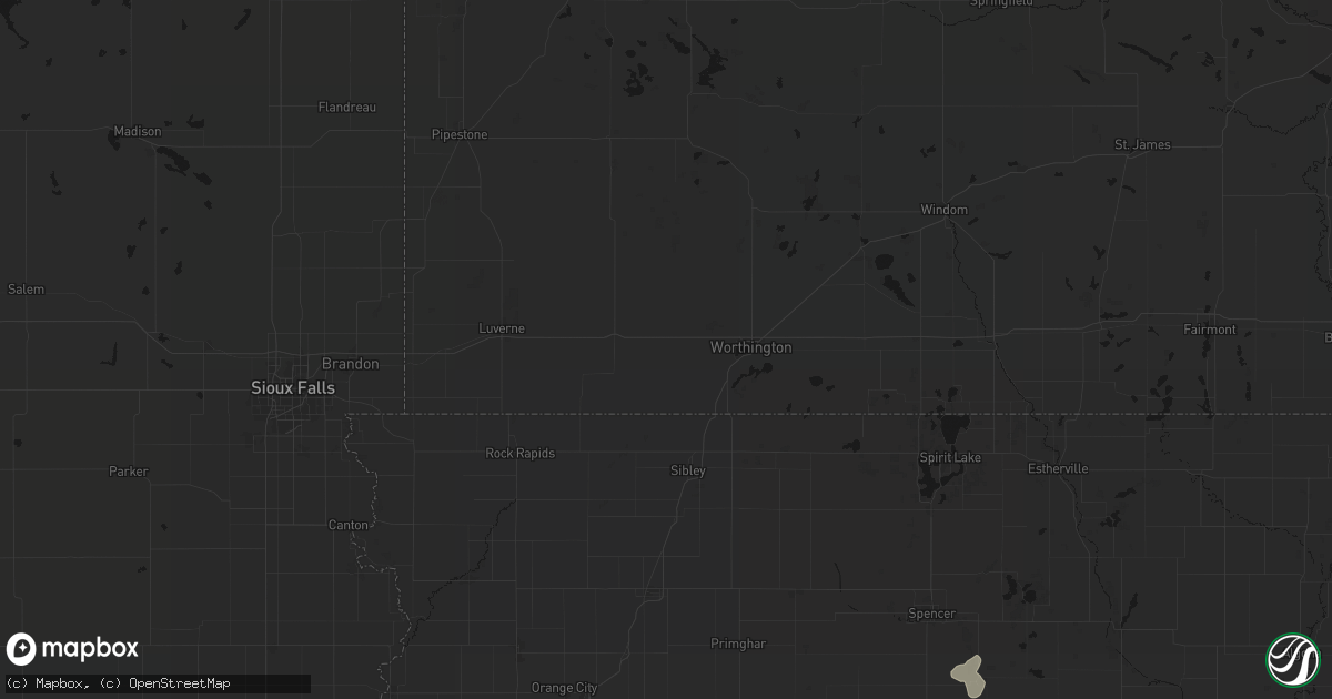 Hail map in Rushmore, MN on July 1, 2026