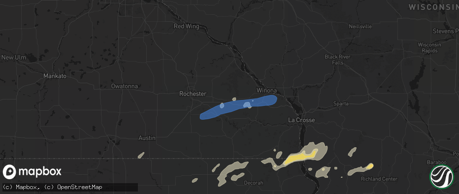 Hail map in Saint Charles, MN on July 1, 2026