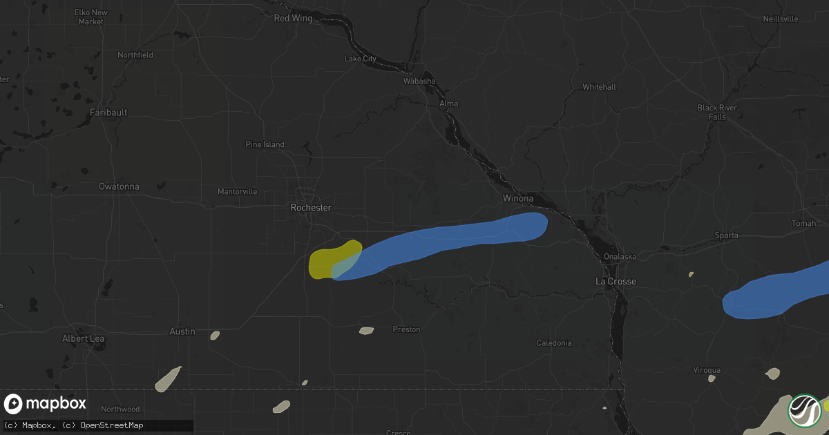 Hail map in Saint Charles, MN on July 1, 2026