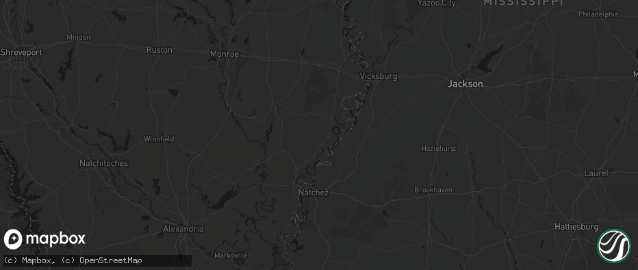 Hail map in Saint Joseph, LA on July 1, 2026