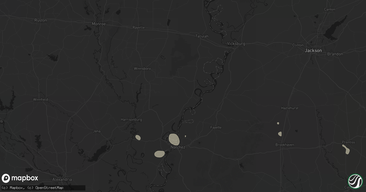 Hail map in Saint Joseph, LA on July 1, 2026