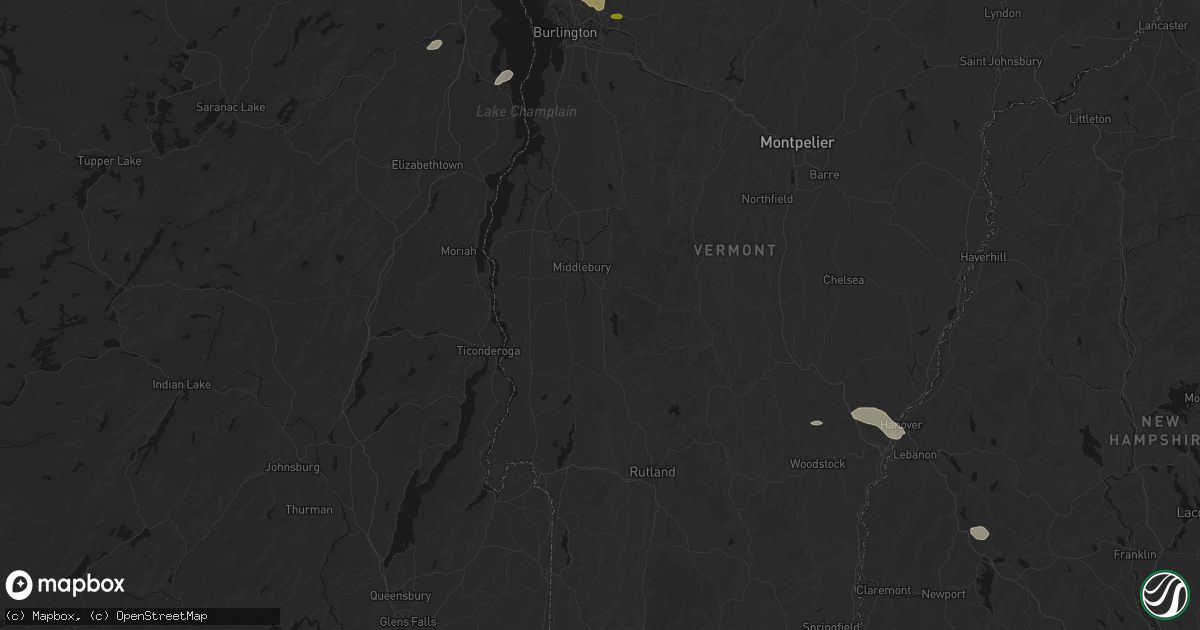 Hail map in Salisbury, VT on July 1, 2026