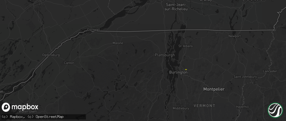 Hail map in Saranac, NY on July 1, 2026