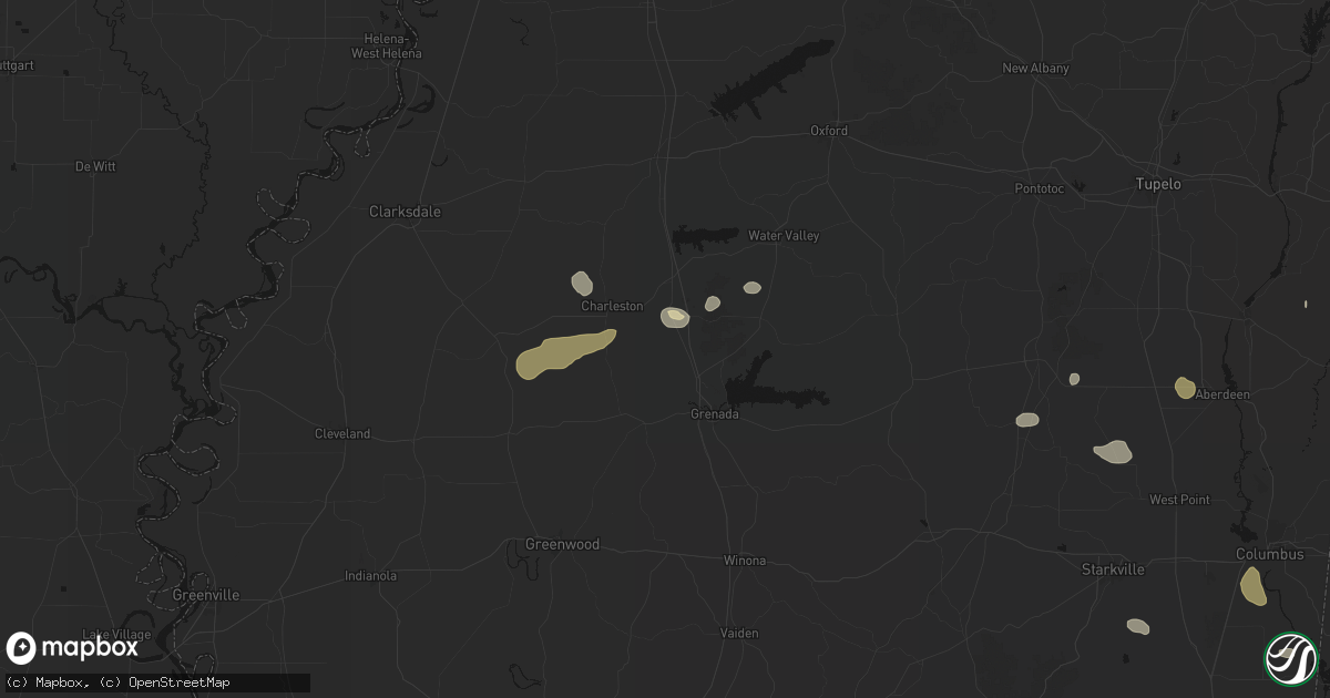 Hail map in Scobey, MS on July 1, 2026