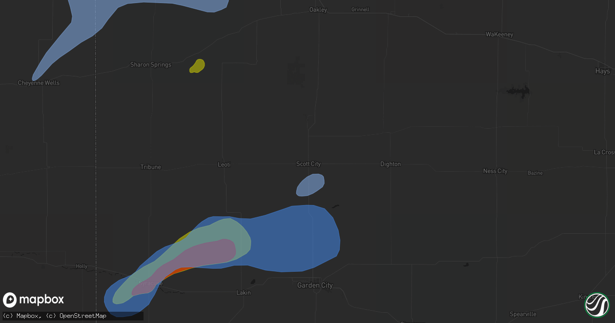 Hail map in Scott City, KS on July 1, 2026