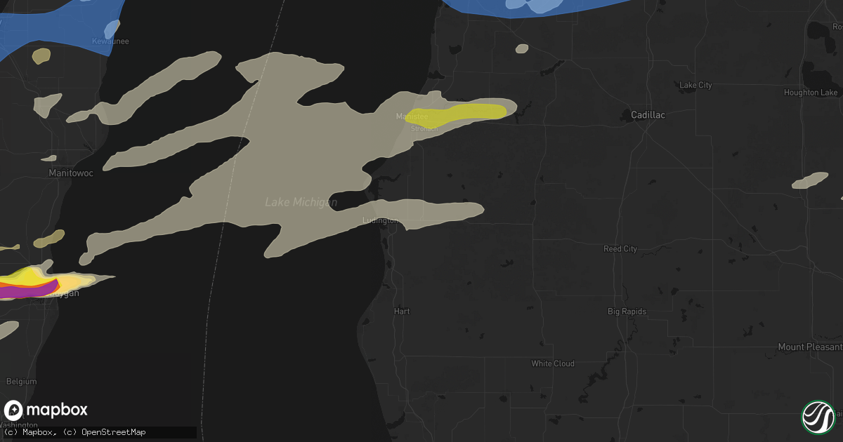 Hail map in Scottville, MI on July 1, 2026