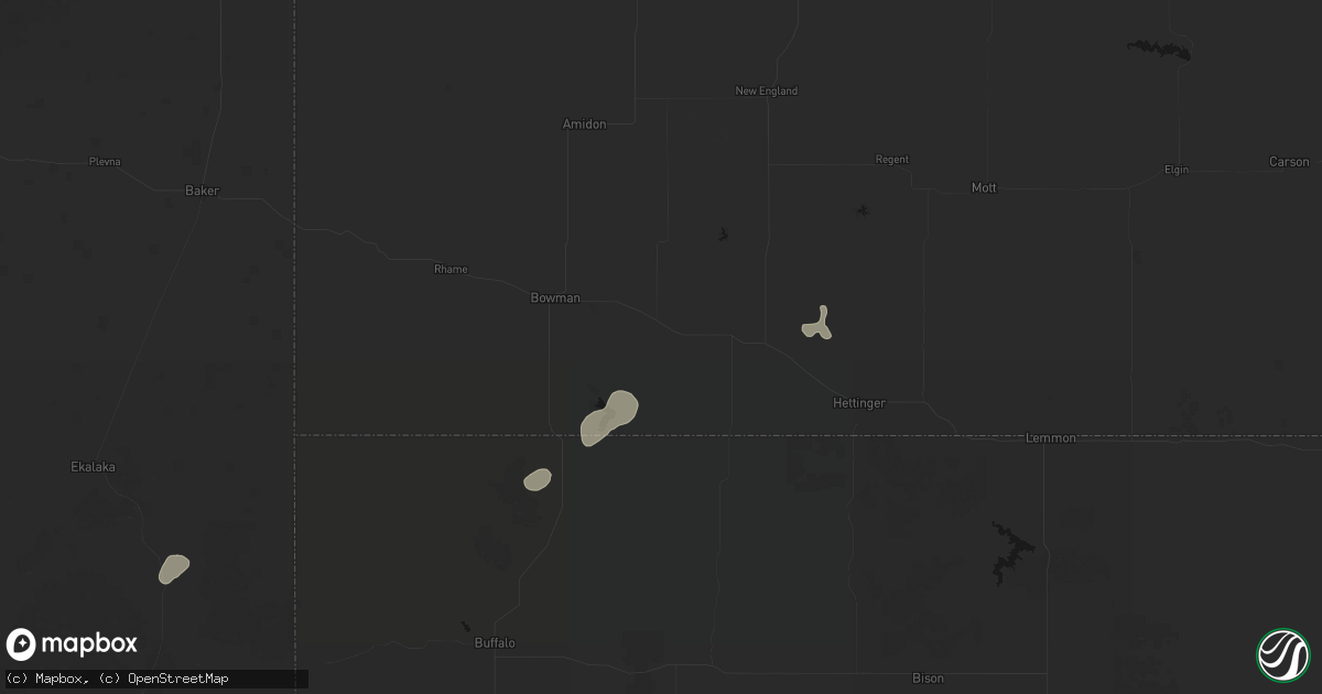 Hail map in Scranton, ND on July 1, 2026