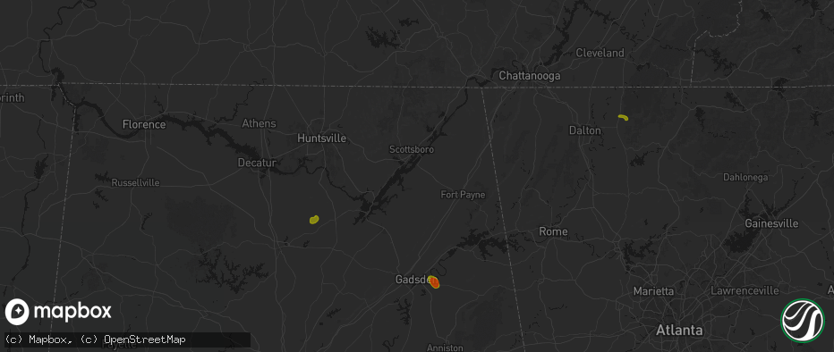 Hail map in Section, AL on July 1, 2026