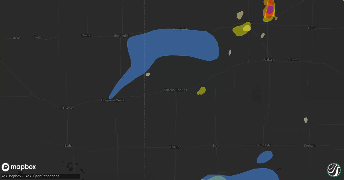 Hail map in Sharon Springs, KS on July 1, 2026