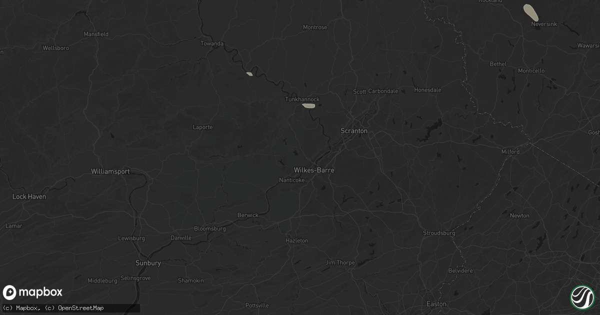 Hail map in Shavertown, PA on July 1, 2026