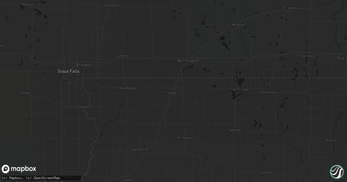 Hail map in Sibley, IA on July 1, 2026