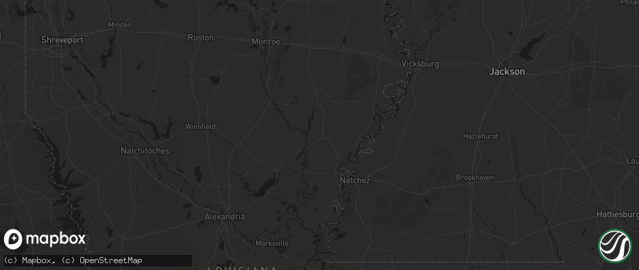 Hail map in Sicily Island, LA on July 1, 2026