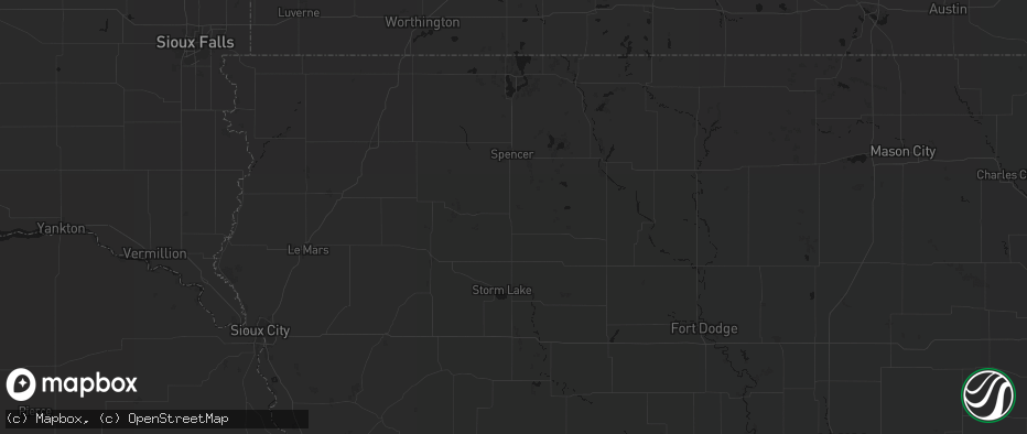 Hail map in Sioux Rapids, IA on July 1, 2026
