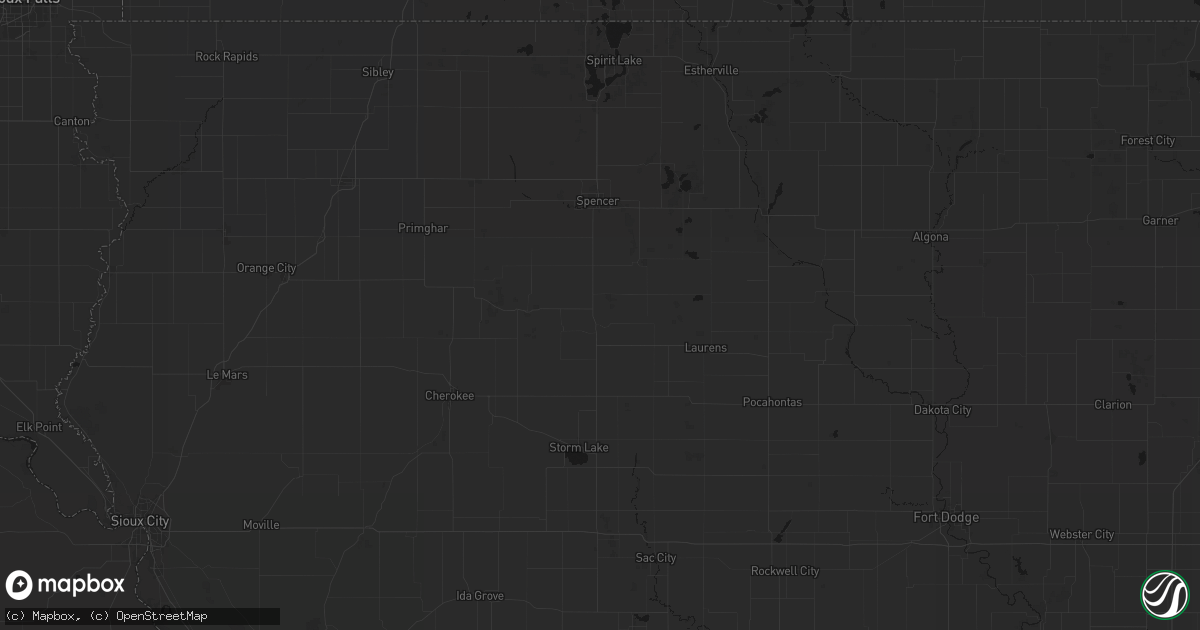 Hail map in Sioux Rapids, IA on July 1, 2026