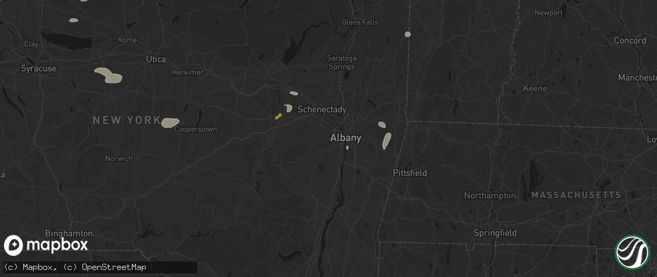 Hail map in Slingerlands, NY on July 1, 2026