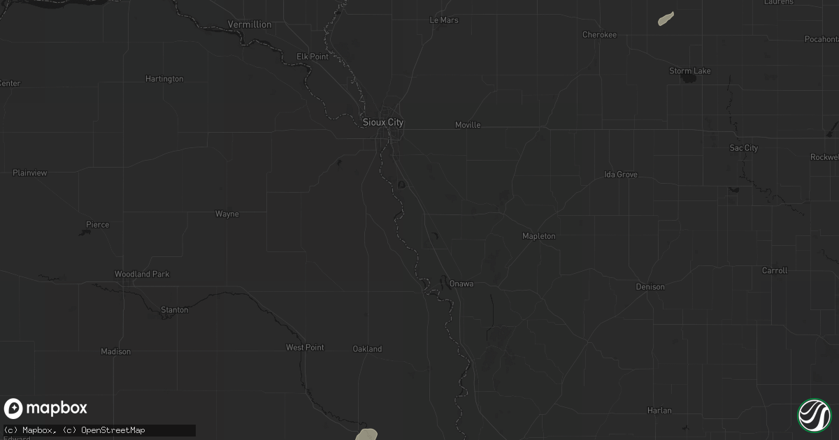 Hail map in Sloan, IA on July 1, 2026