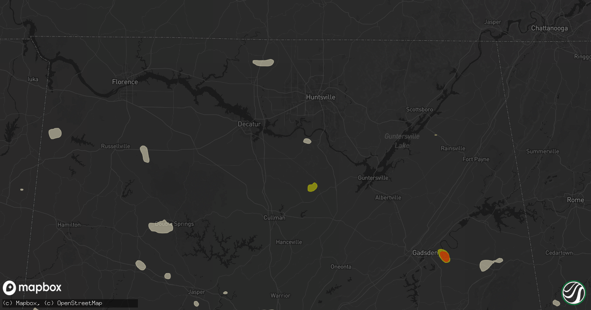 Hail map in Somerville, AL on July 1, 2026