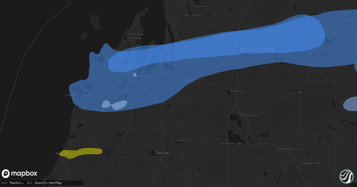 Hail map in South Boardman, MI on July 1, 2026