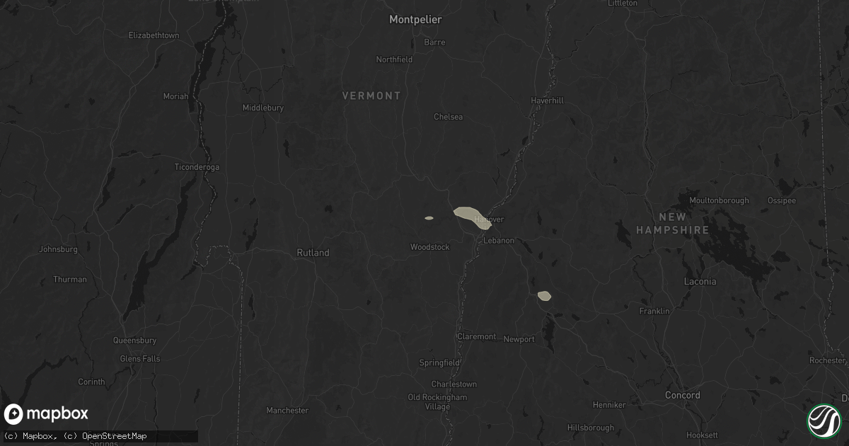 Hail map in South Pomfret, VT on July 1, 2026