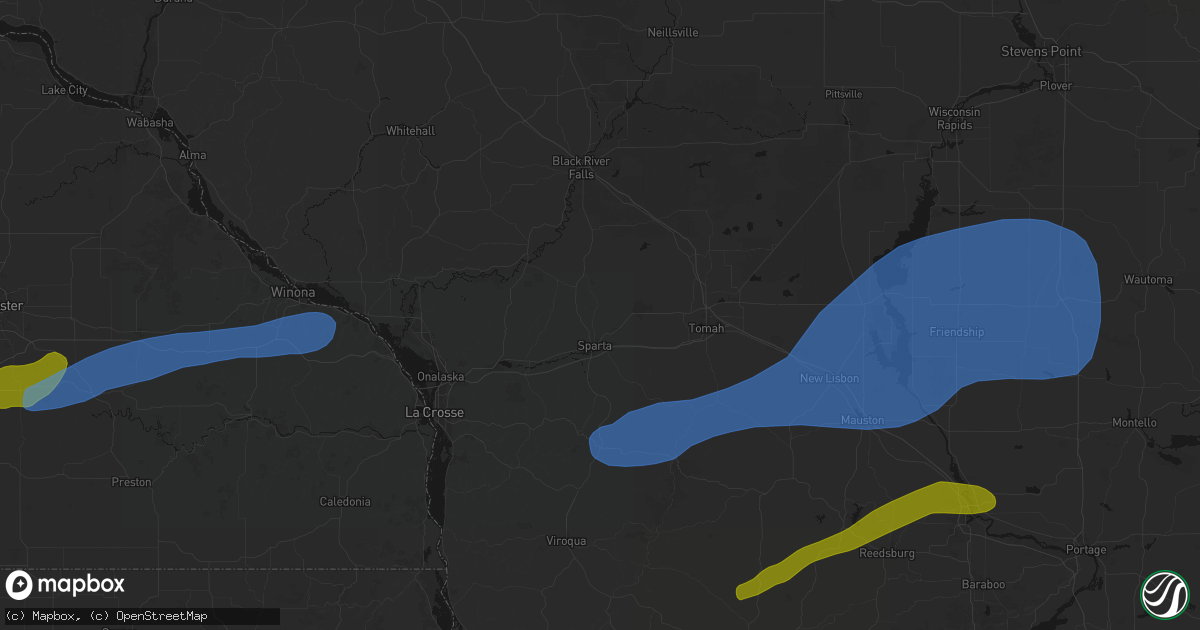 Hail map in Sparta, WI on July 1, 2026