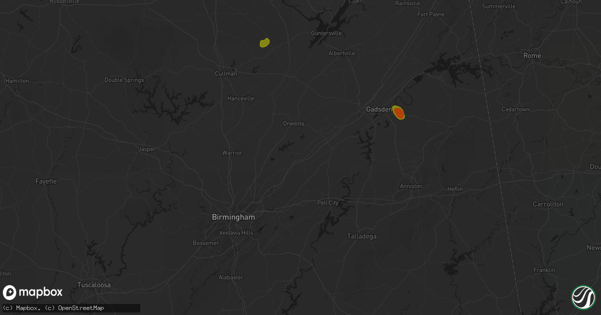 Hail map in Springville, AL on July 1, 2026